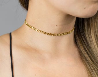 Thick Gold Chain Choker / Statement Choker Necklace / Thick Gold Choker / Gold Statement Necklace / 90s Choker