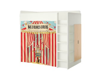 Playhouse for Ikea Stuva Bed, Circus Playhouse Curtains, Loft Bed, Stuva Bed Tent, Bunk Bed Accessories, Bunk Bed House, Loft Bed Curtains