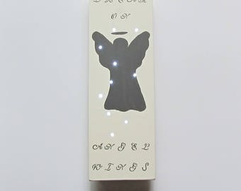 Angel Nursery Light, Angel Wall Light, Angel Night Light,Wooden Nursery Sign, Dream on Angel Wings, Angel Nursery Decor, Wooden Angel