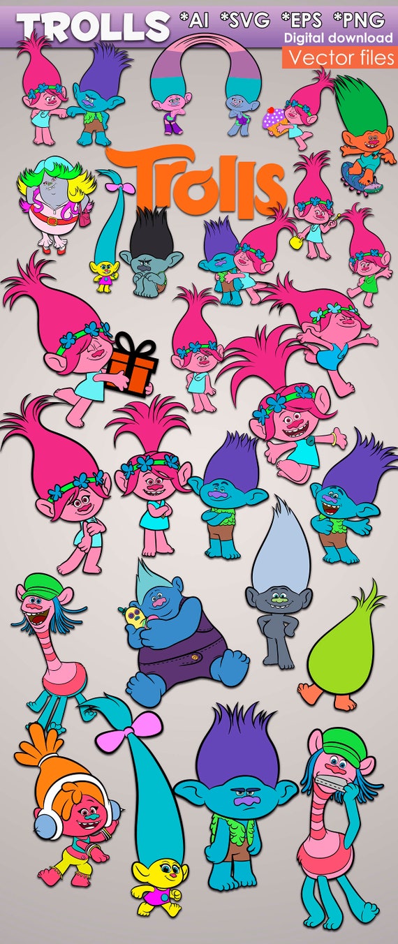 Trolls SVG PNG EPS Ai Vector files Digital Trolls clipart