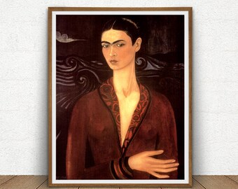Frida Kahlo Self-Portrait Printable, Frida Kahlo Digital Download, Frida Kahlo Poster, Vintage Decor, Kahlo Painting Reproduction Artwork