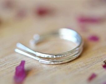 Silver Hoop Earrings | Hammered Hoop Earrings Silver