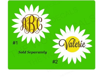 Daisy Monogram/Name Decal - Yeti & similar style cups, laptop, car, cell phone, notebook, tumbler, rambler, cooler, Many applications