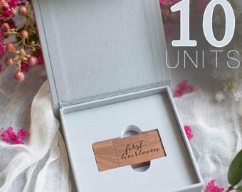 10 Grey USB boxes / Linen photo box / Linen box / Photo box / proof box / Photographers packaging / USB