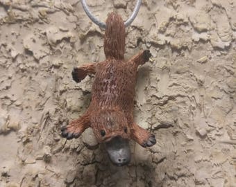 Swimming platypus,adorable polymer clay platypus pendant, necklace, charm, keychain
