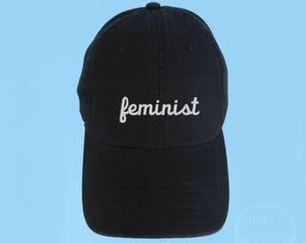FEMINIST Dad Hat Embroidered Baseball Black Cap Low Profile Custom Strap Back Unisex Adjustable Cotton Baseball Hat