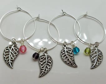 Filigree Leaf Wine Charms