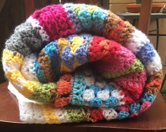 Handmade Crochet Blanket Sampler Pattern Bright Colors