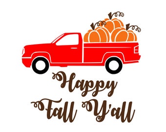 Pumpkin truck svg, happy fall yall svg, fall svg, pumpkin svg, happy harvest svg, thanksgiving svg, farmers market svg, fresh produce svg