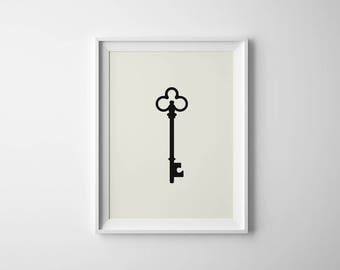 Key Art Print, Skeleton Key Print, Key Wall Art, Key Printable, Housewarming Gift