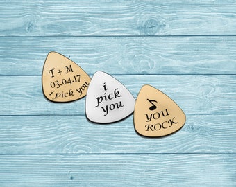 Guitar pick Personalized , Custom Plectrum, Customized Guitar Pick, Engraved Guitar Pick, Custom Tag, 24K Gold Plated, Brass, Steel