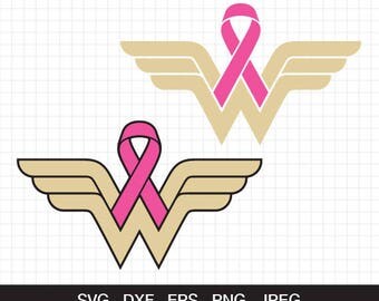 Wonder Woman Breast Cancer Awareness svg, Cancer Awareness ribbon svg, cutting files for CirCut & Silhouette