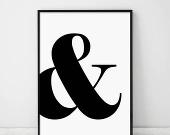 Ampersand, And Sign, Ampersand Print, Ampersand Poster, Scandinavian Typography, Modern Minimalist, Affiche Scandinave, Black and White Art