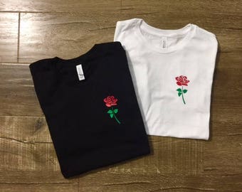 Rose Shirt - Womens Shirts, Unisex Tees, Feminist Feminism Shirt Rose Tees Flowers Plants Roses Strength Girls Female Tops Garden Plant