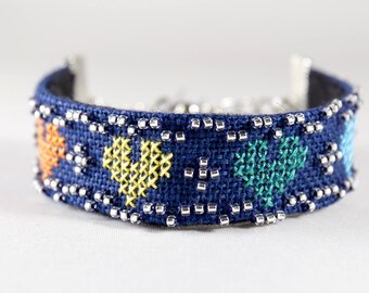 Hand Embroidered Cuff Bracelet - Pride