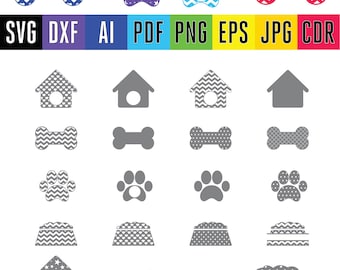 Paw print Svg Paw Patrol vector file Dog Love svg cut file Bone Dog house Dog food svg cut files for silhouette & cricut dxf eps png pdf