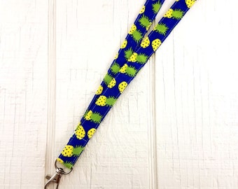 Pineapple lanyard, lanyard, badge holder, school ID holder, key ring, key chain, key fob, teacher gifts, teacher lanyard