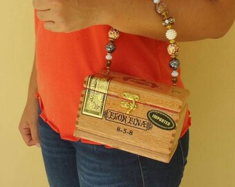 Handmade Wooden Arturo Fuente Flor Fina Cigar Box Purse
