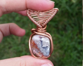 Crazy Lace Agate Wire Wrapped Necklace