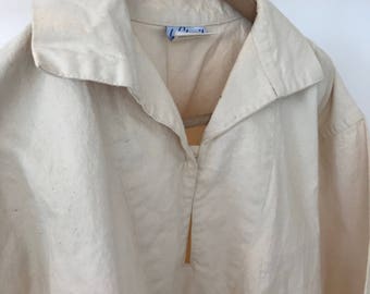 French nautical smock, Size L, Le Glazik work wear, kabigs breton peacoat bleu de travail chore coat marine-wear Sanfor sailing