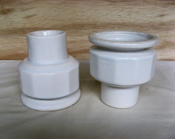 Pair of White Ceramic Candleholders for 2 Inch or 3 Inch Pillars