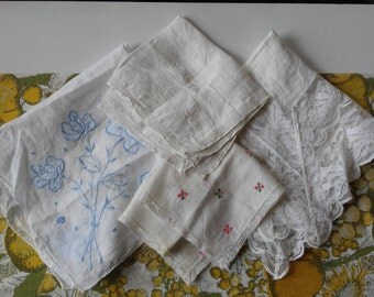 Vintage White Handkerchief Lot - 4