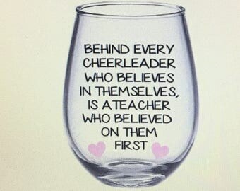 Cheer wine glass. Cheer gift. Cheer coach wine glass. Cheer coach gift. Cheer teacher gift. Cheer teacher wine glass. Cheerleader wine glass