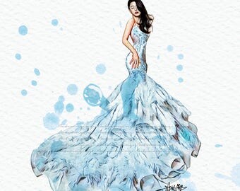 Mermaid Fashion Print (LegendoftheBlueSea Fashion Illustration) (JunJiHyun Fashion Illustration)