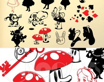 Alice in Wonderland Digital Cut Files Svg Dfx Eps Png - Silhouette SCAL Cricut Printable Vector Download DIY Paper Vinyl Die Cutting JB-717