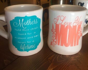 I love You Mom/Mother Diner Coffee Cup (White)