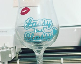 Dip glitter glass with decal sassy but classy