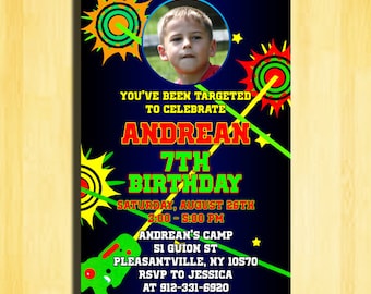 Laser Tag Game Party, Laser Tag Birthday Invitations, Laser Tag Invitation, Laser Tag Birthday Party, Laser Tag Boy Birthday Party,Laser Tag