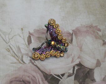 butterfly brooch with faux gemstones