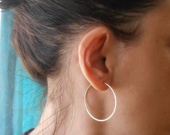 Thin Gold Hoop Earrings, Simple Gold Filled Hoops, 1.5" Minimal Wire Hoops, Everyday Jewelry
