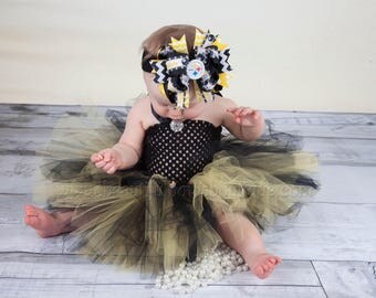 Pittsburgh Steelers Baby Tutu Dress,Black and Yellow Tutu Dress,NFL Baby Tutus,Infant Girl Tutu Dress,Baby Shower Gift, Newborn Baby Gift