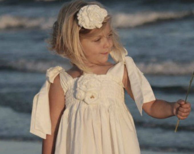 Beach Wedding Flower Girl Dress - White Sleeveless Dress - Full Length - Maxi Dress - Toddler - Little Girls - Boutique - 3T to 8 yrs