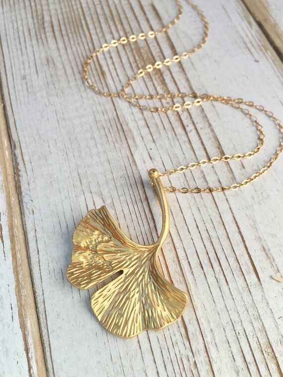 Ginkgo Leaf Necklace Gold Ginkgo Leaf Pendant Gift for Her
