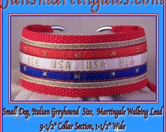 Jansmartingales, Dog Collar Leash Combination Walking Lead, Italian Greyhound, Small Dog Size, 9 1/2" Collar Section. ired074