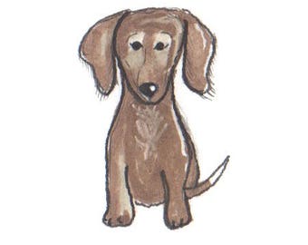 PRE ORDER Dachshund 1 Dog Print, Pet Portrait, Dog Art, Dog Drawing, Doodle, Puppy Birthday, Adopt Puppy, Puppy Party, Dog Party, Wall