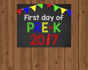 First Day of Pre-K Sign, 1st Day of School Sign, Pre-K School Sign, Pre Kindergarten Sign, Chalkboard School Sign, School Photo Prop