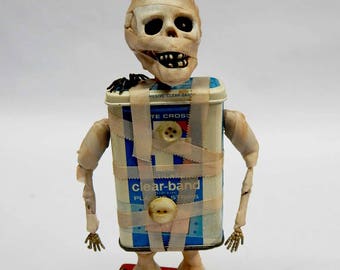 Halloween Assemblage Art Doll Mummy Skeleton Mumford