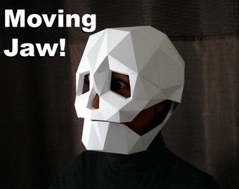 Skull Mask with Moving Mouth - Low Poly Mask Pattern Uses Just Paper and Glue! | Halloween Mask | Dia de Los Muertos