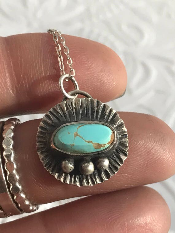 Turquoise and sterling silver necklace