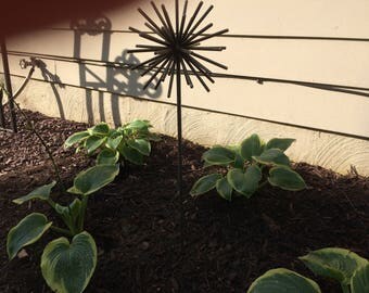 Recycled Metal Sculpture, Atomic Garden Stake, Rustic Metal Sphere, Minimalist Art, Eco-Friendly, Allium, Industrial Art, Atomic Garden Art