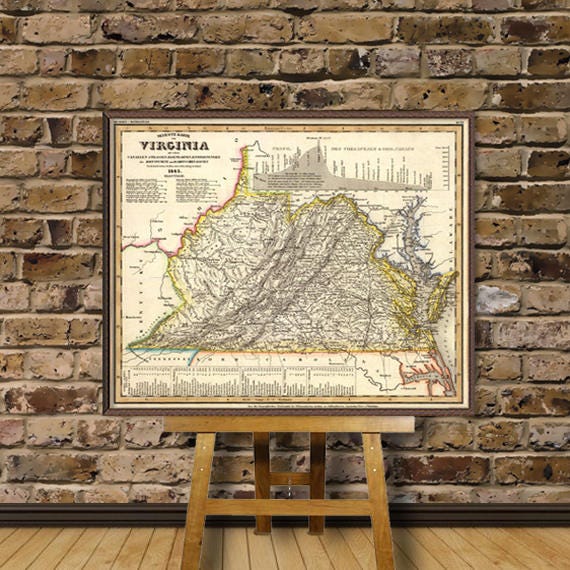 Virginia map Old map restored Map of Virginia archival