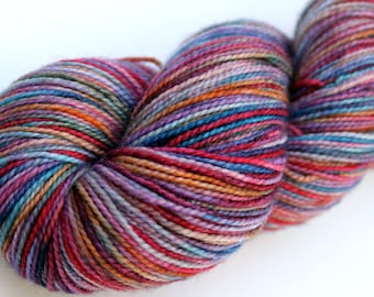 Kettle Dyed Sock Yarn, Superwash Merino, Nylon and Stellina, in "Magic Carpet"