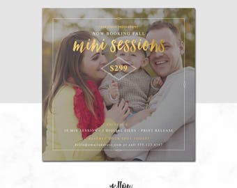 Fall Mini Template - Fall Mini Sessions - Photoshop - Holiday minis - Photographer template - Marketing - Gold Template - Digital File