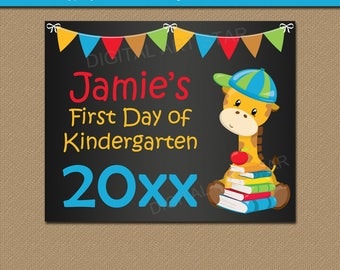 Printable First Day of Kindergarten Sign, Chalkboard Sign, First Day of School EDITABLE Back to School Sign, First Day Print, Teacher Sign
