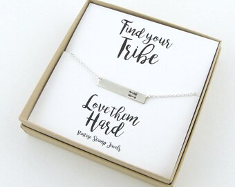 Gold Bar Necklace, Best Friend Gift, Find your Tribe,Gold Arrow Necklace,Friendship Necklace,Custom Gift, Personalized Jewelry