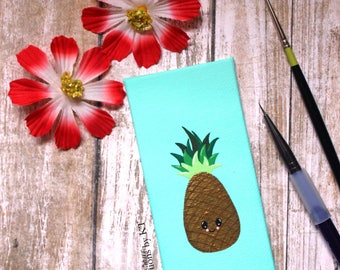 Gold Pineapple Mini Canvas READY TO SHIP Miniature Painting Acrylic Painting Pineapple Decor Hand Painted Kawaii Fruit